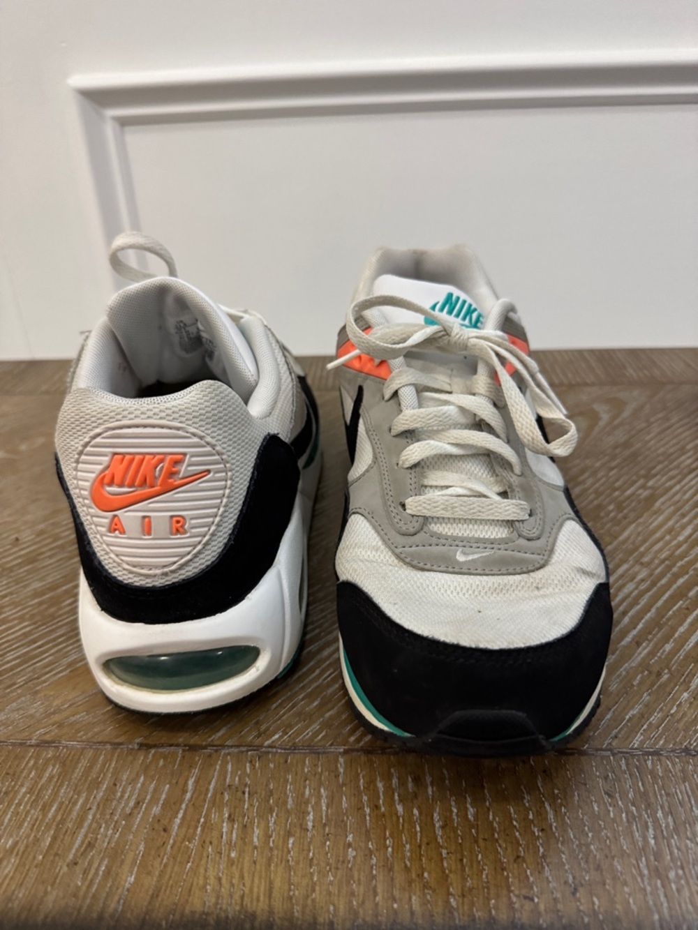 Nike Men’s 11.5 Air Retro Runner Sneakers in White, Black & Orange Accent